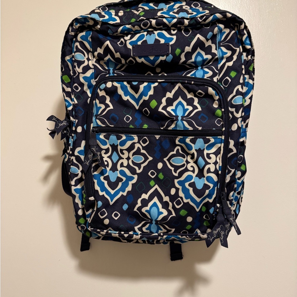 Vera Bradley Blue and Green Backpack with Geometric Design